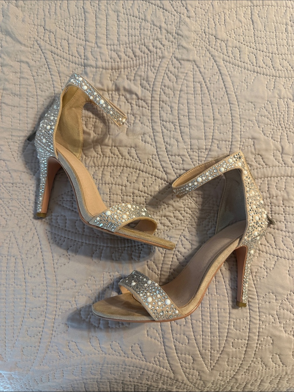 Embellished Open-Toe High Heel Sandals - Silver